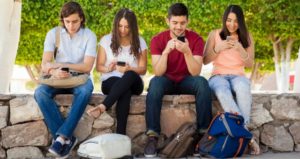 students texting