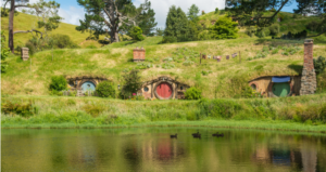 Featuring hobbit homes under a hill to reflect The Hobbit in the article