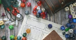A character sheet and game elements represent integrating gamification into online courses