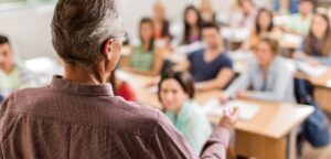 Professor standing in the front of the classroom