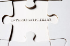 Interdisciplinary text written with a typewriter in a white puzzle
