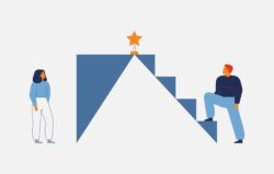Business inequality, gender gap between men and women with male at advantage. Occupational and personal discrimination. Different career opportunities and obstacles for females.Vector illustration