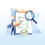 Illustration of professional working on syllabus, reviewing in depth for students