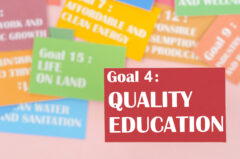 Goal 4 : Quality Education. The SDGs 17 development goals environment. Environment Development concepts.