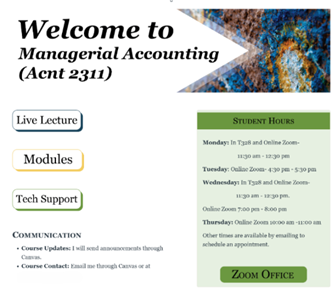 Welcome to Managerial Accounting Canvas Page