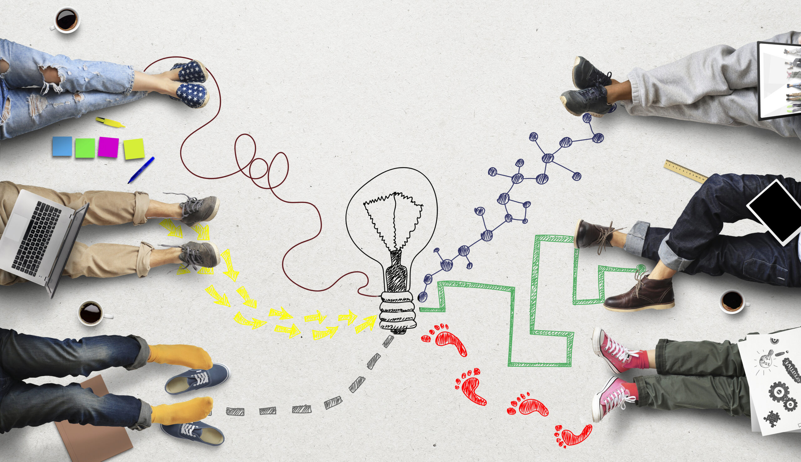 Illustration of different people from different abilities, experiences, cultures, and how they all connect and can share ideas.