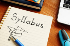 Syllabus is shown on a conceptual photo using the text